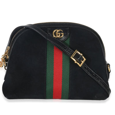 Gucci Black Suede Patent Web Small Ophidia Dome Bag Handbag fv