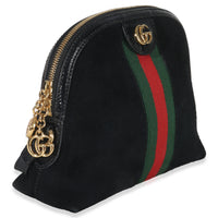Gucci Black Suede Patent Web Small Ophidia Dome Bag Handbag pv