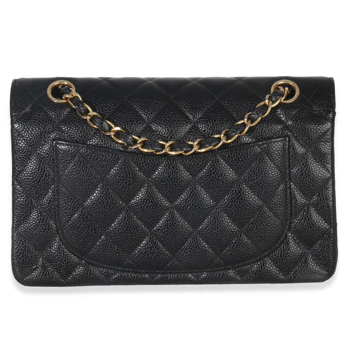 Chanel Vintage 24k Black Quilted Caviar Small Classic Double Flap Bag Handbag bv