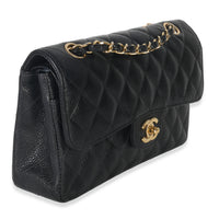 Chanel Vintage 24k Black Quilted Caviar Small Classic Double Flap Bag Handbag pv