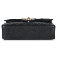 Chanel Vintage 24k Black Quilted Caviar Small Classic Double Flap Bag Handbag stamp
