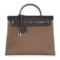 Hermès Ebene Etoupe Vache Hunter Toile Herbag Zip 31 PM PHW Handbag id