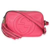 Gucci Pink Pebbled Calfskin Small Soho Disco Crossbody Handbag fv