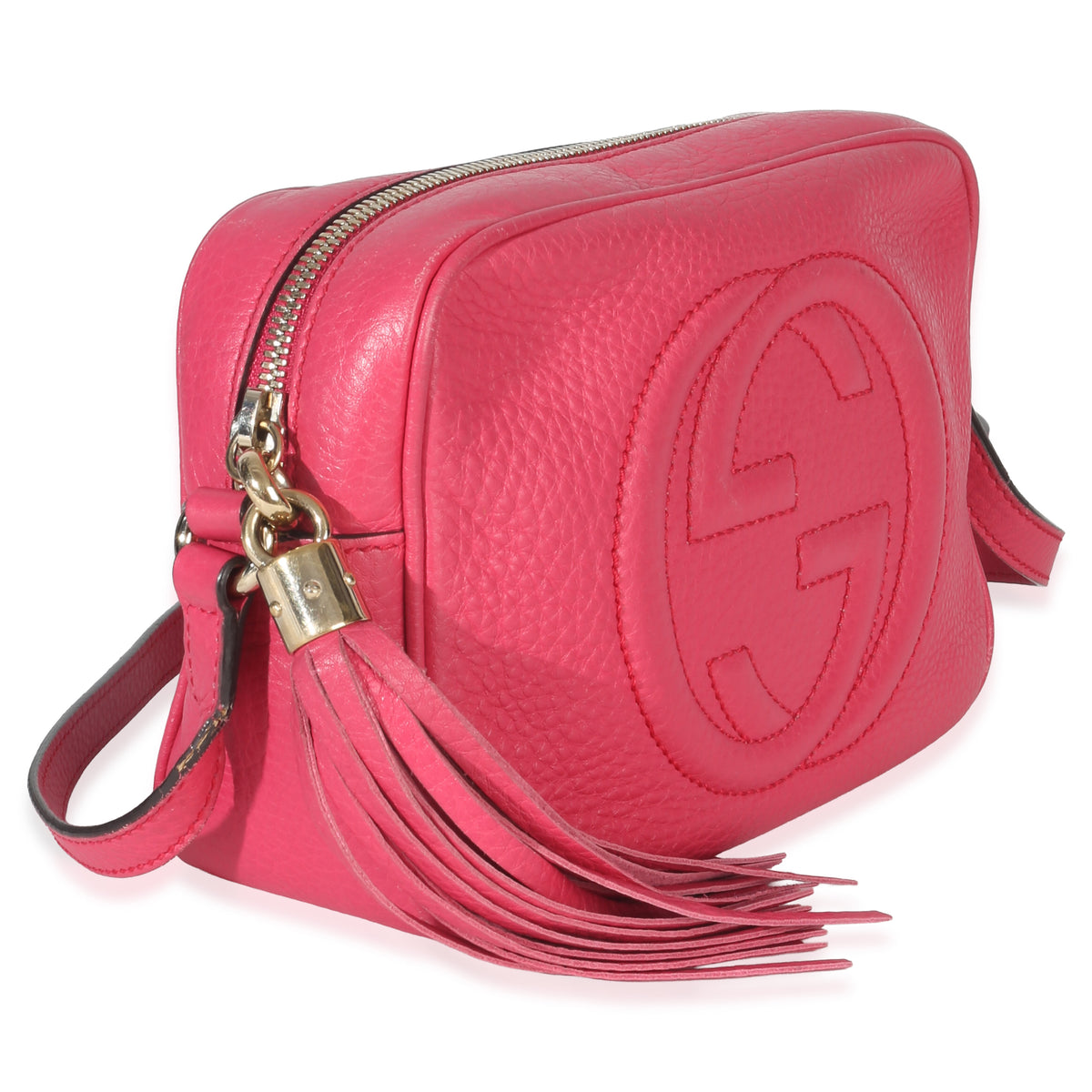 Gucci Pink Pebbled Calfskin Small Soho Disco Crossbody Handbag pv