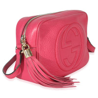 Gucci Pink Pebbled Calfskin Small Soho Disco Crossbody Handbag pv