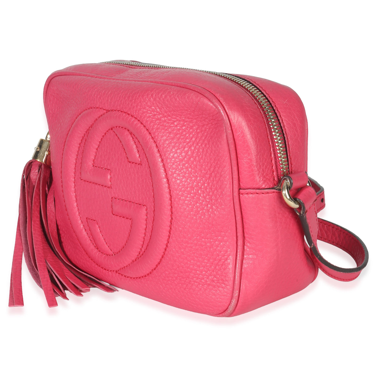 Gucci Pink Pebbled Calfskin Small Soho Disco Crossbody Handbag sv