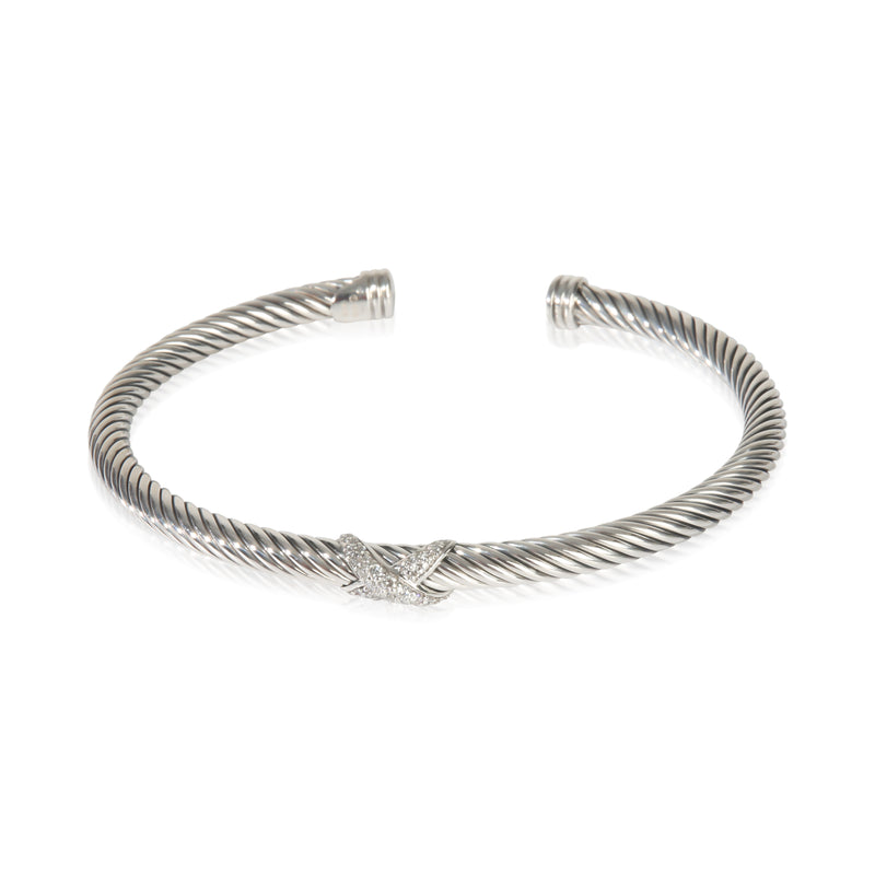 David Yurman Sterling Silver Diamond Cable X Bracelet fv