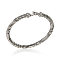 David Yurman Sterling Silver Diamond Buckle Cable Classic Bracelet bv