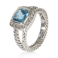 David Yurman Sterling Silver Topaz and Diamond Ring bv