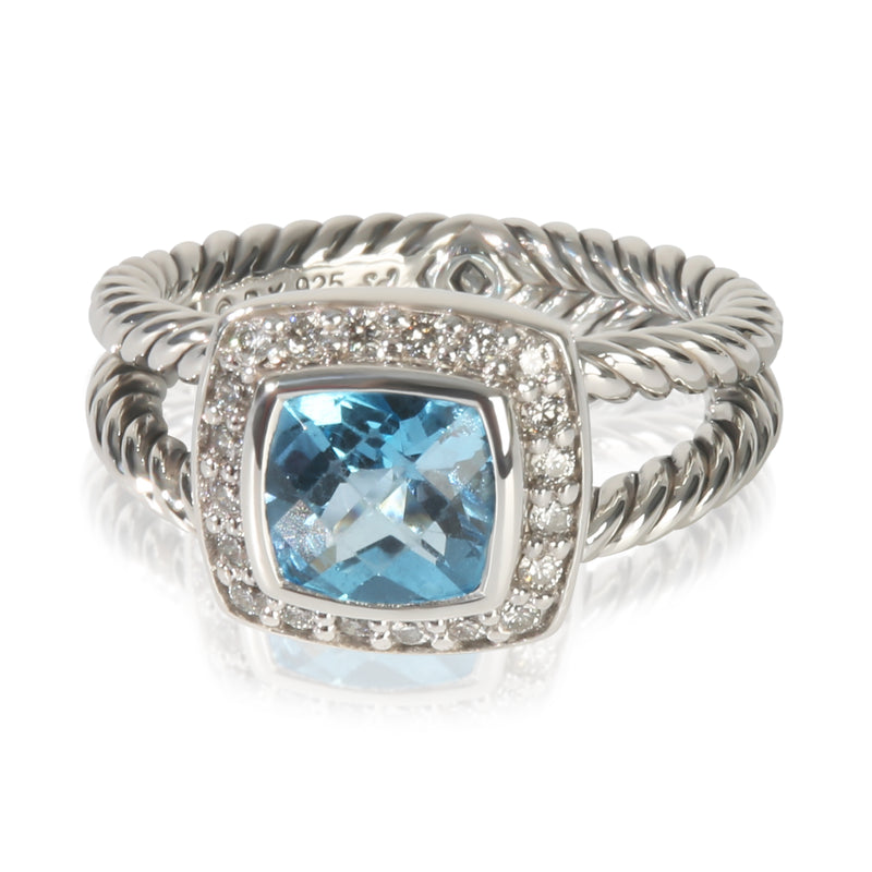 David Yurman Sterling Silver Topaz and Diamond Ring fv