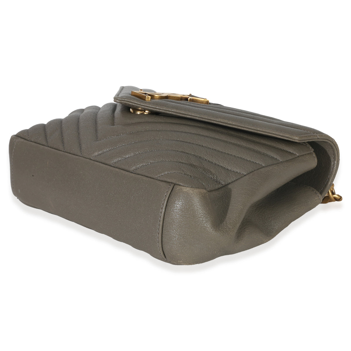 Saint Laurent Taupe Sheepskin Matelasse Chevron Monogram Medium College Bag Handbag box