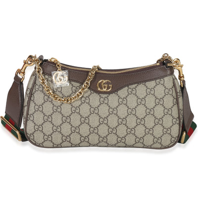 Gucci Beige GG Supreme Monogram Canvas Small Ophidia Shoulder Bag Handbag id