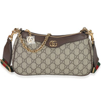 Gucci Beige GG Supreme Monogram Canvas Small Ophidia Shoulder Bag Handbag id