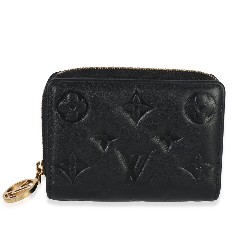 Louis Vuitton Black Monogram Embossed Lambskin Lou Coussin Wallet Wallet fv