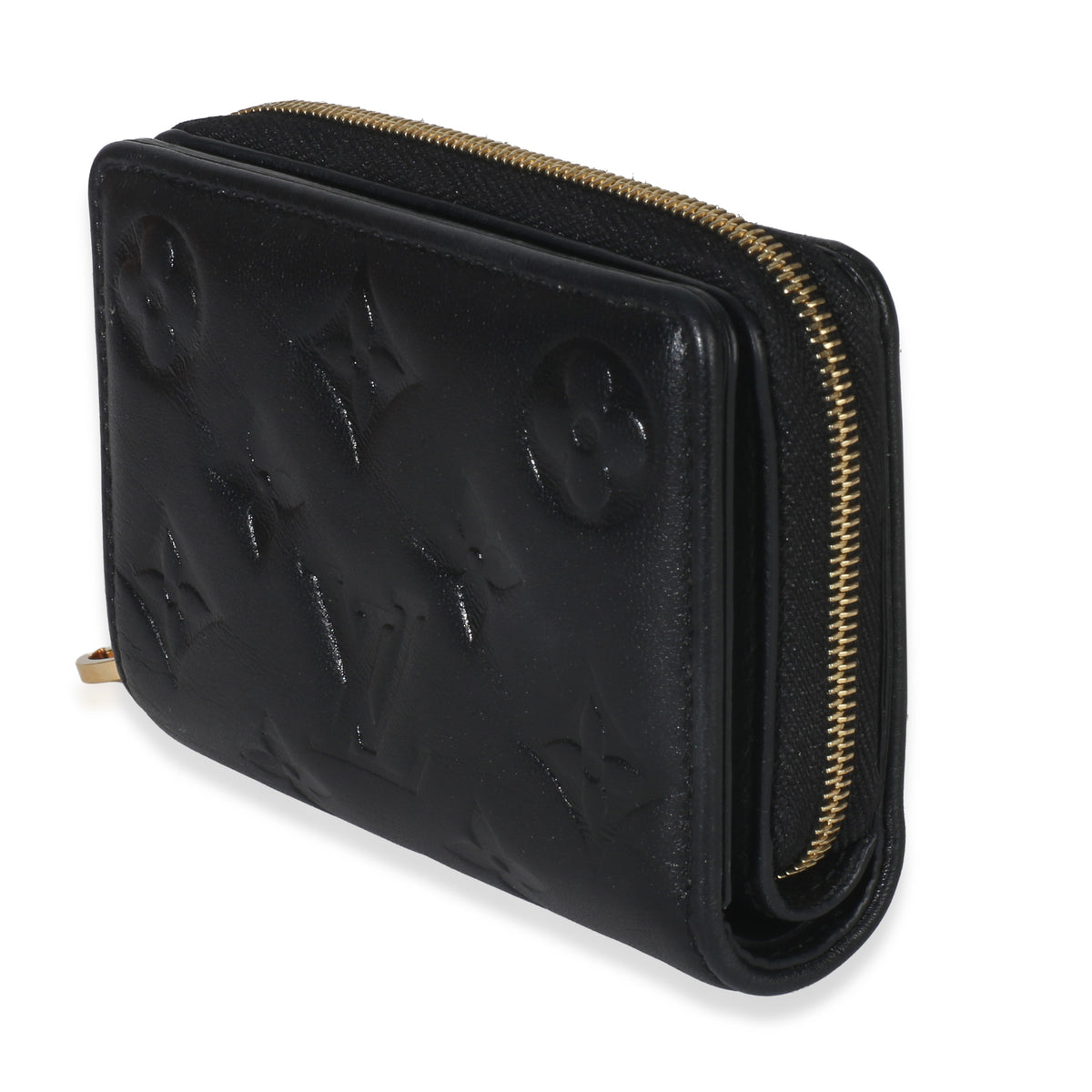 Louis Vuitton Black Monogram Embossed Lambskin Lou Coussin Wallet Wallet sv