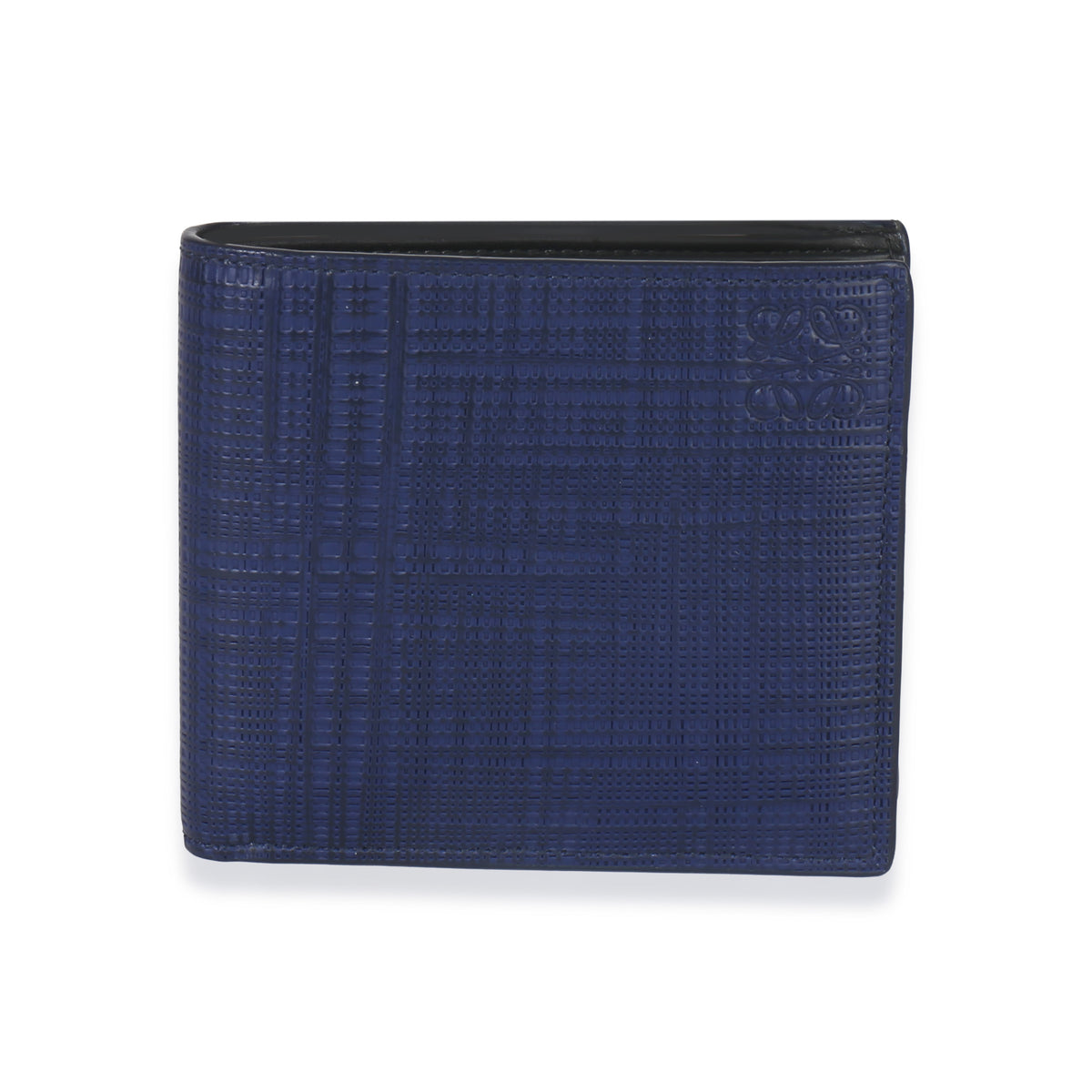 Loewe Blue Calfskin Linen Anagram Bifold Wallet Wallet fv