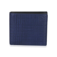 Loewe Blue Calfskin Linen Anagram Bifold Wallet Wallet fv
