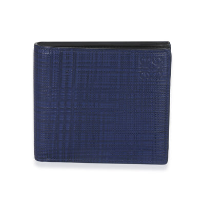 Loewe Blue Calfskin Linen Anagram Bifold Wallet Handbag id