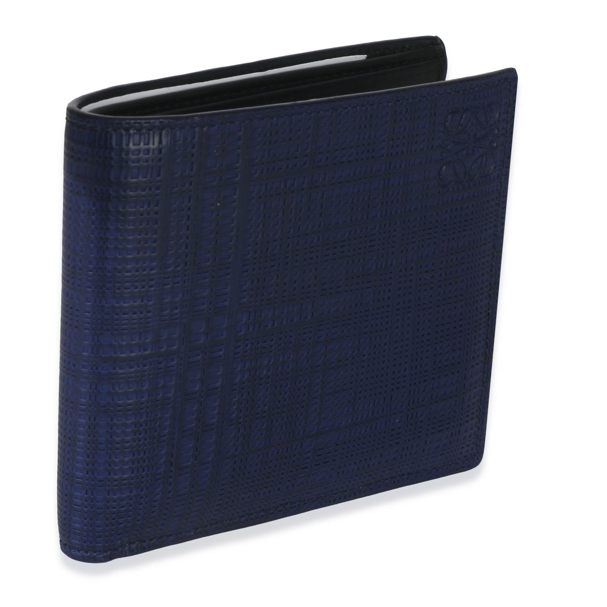 Loewe Blue Calfskin Linen Anagram Bifold Wallet Wallet pv
