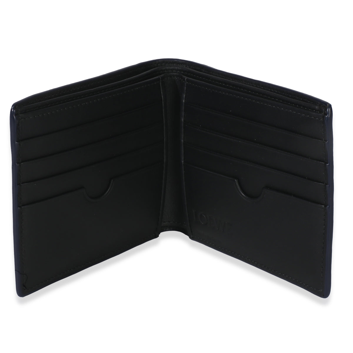 Loewe Blue Calfskin Linen Anagram Bifold Wallet Wallet av