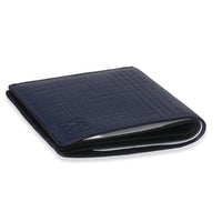Loewe Blue Calfskin Linen Anagram Bifold Wallet Wallet clasp