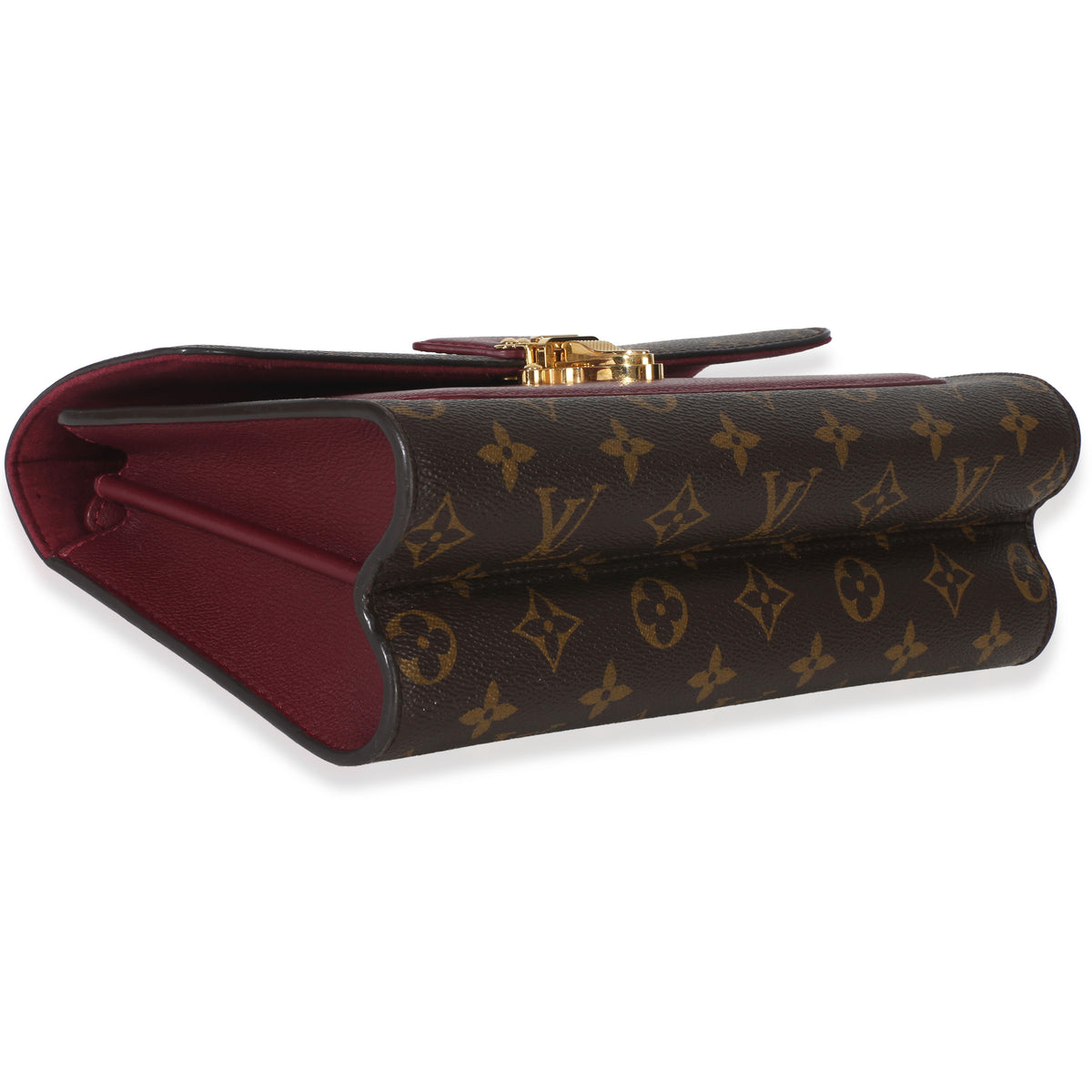 Louis Vuitton Burgundy Brown Monogram Canvas Victoire Chain Bag Handbag clasp