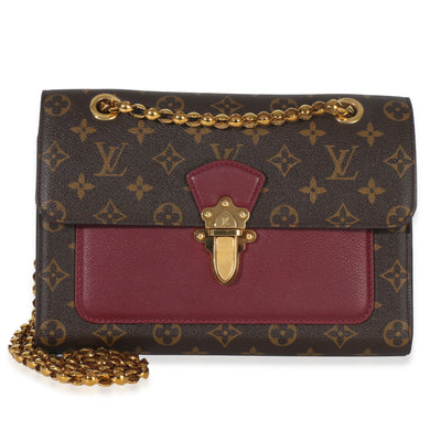 Louis Vuitton Burgundy Brown Monogram Canvas Victoire Chain Bag Handbag fv