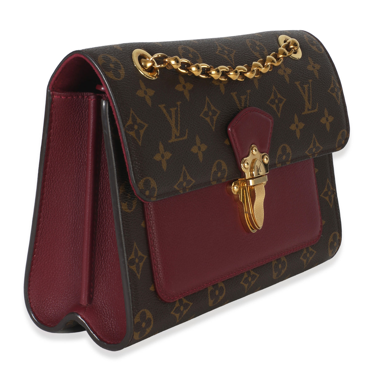 Louis Vuitton Burgundy Brown Monogram Canvas Victoire Chain Bag Handbag pv