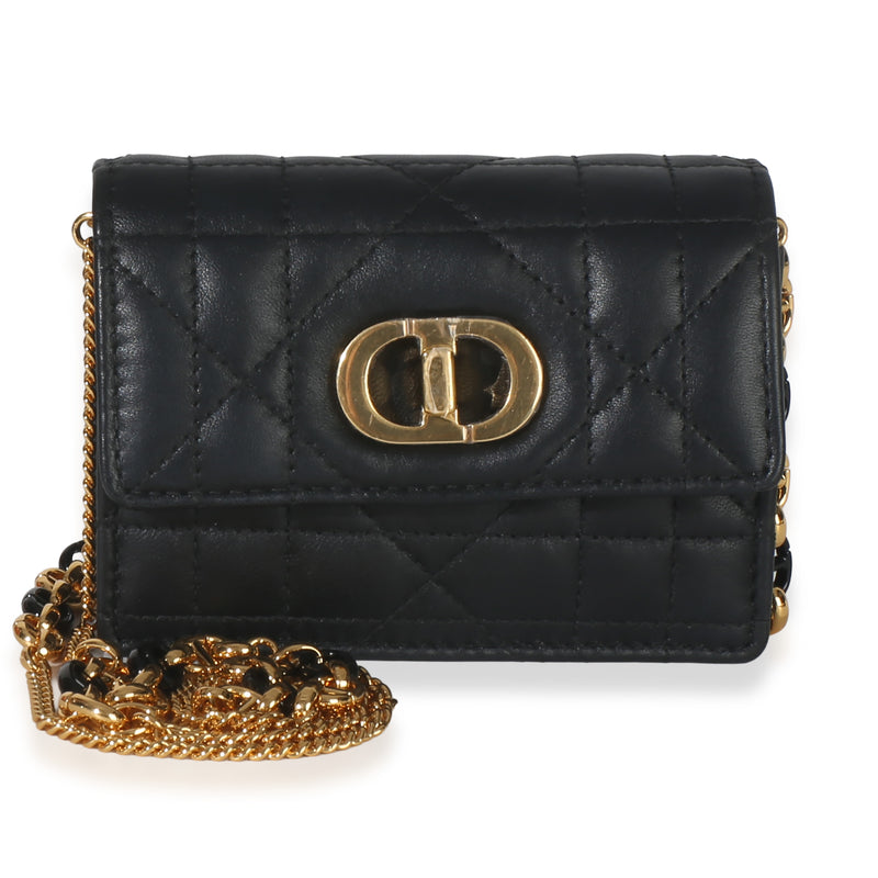 Christian Dior Black Macrocannage Calfskin Micro Miss Caro Chain Bag Handbag fv