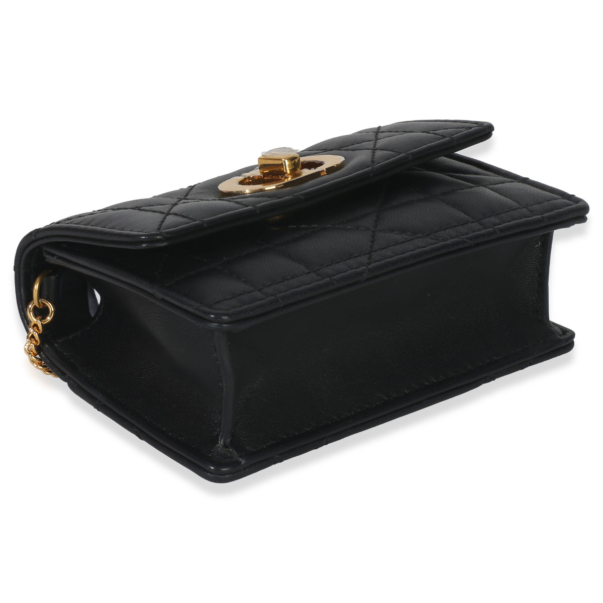 Christian Dior Black Macrocannage Calfskin Micro Miss Caro Chain Bag Handbag clasp
