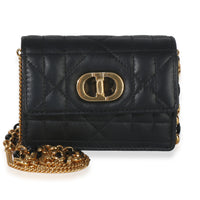 Christian Dior Black Macrocannage Calfskin Micro Miss Caro Chain Bag Handbag fv