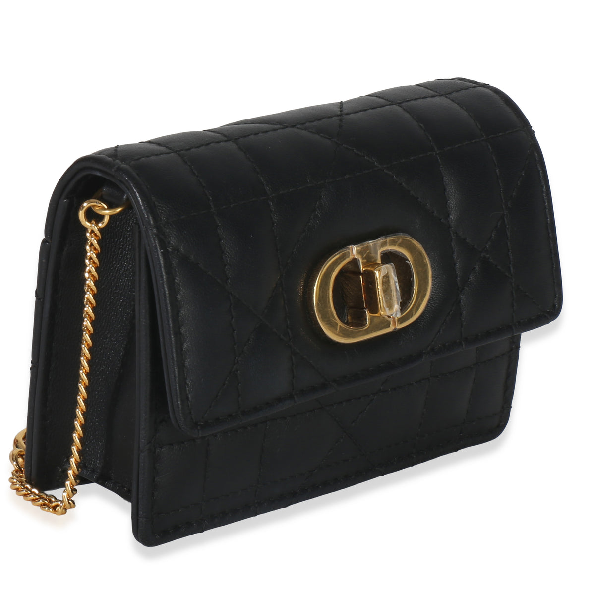 Christian Dior Black Macrocannage Calfskin Micro Miss Caro Chain Bag Handbag pv