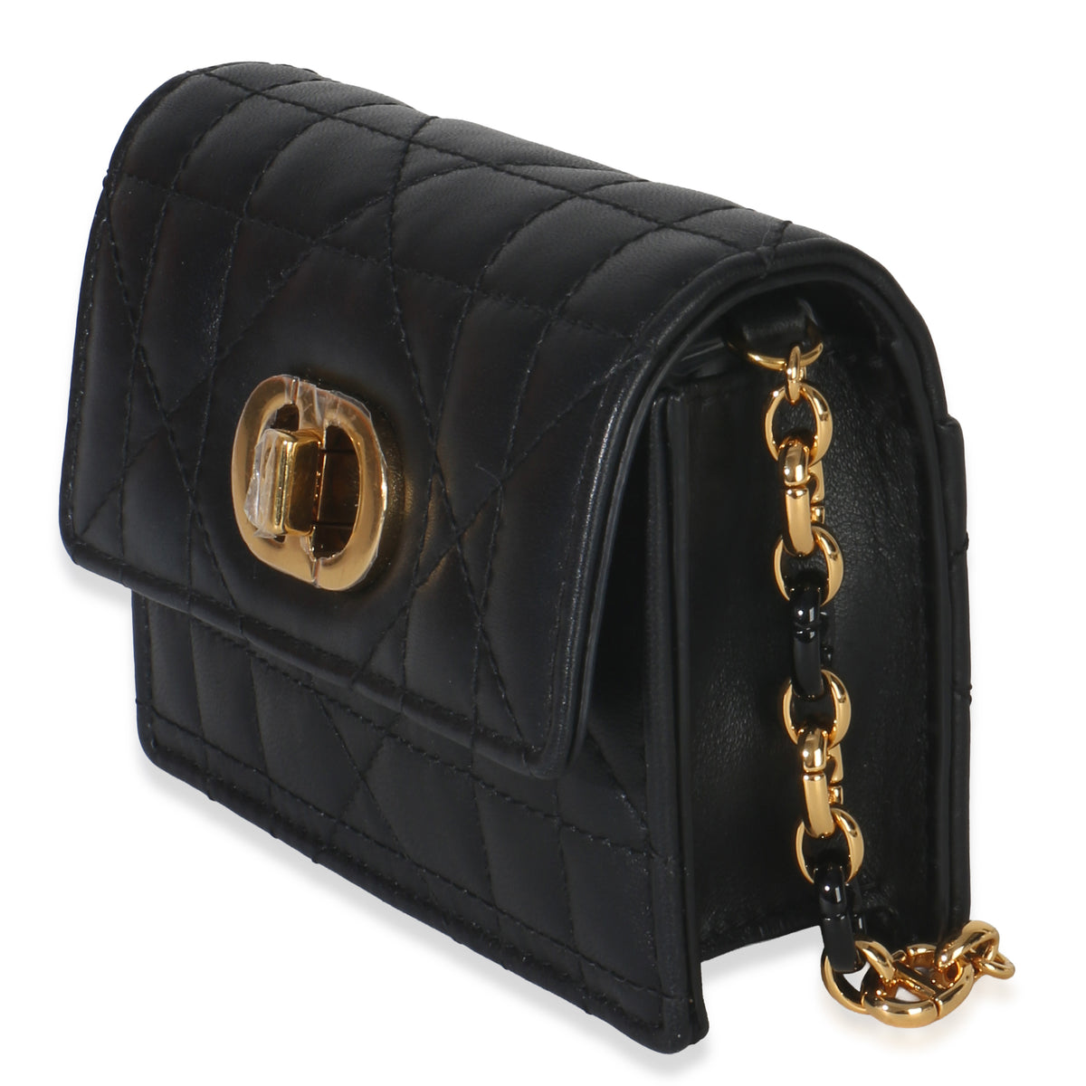Christian Dior Black Macrocannage Calfskin Micro Miss Caro Chain Bag Handbag sv