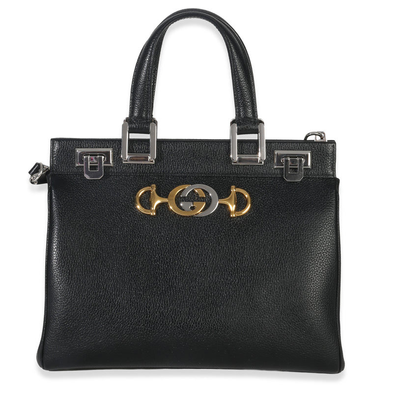 Gucci Black Calfskin Medium Zumi Top Handle Tote Handbag id