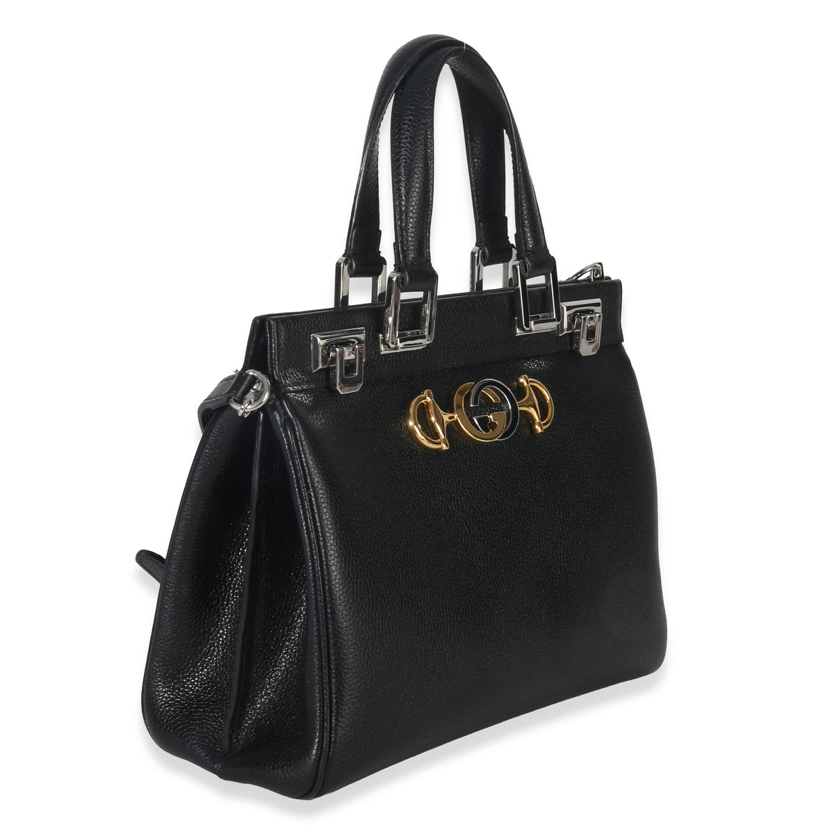 Gucci Black Calfskin Medium Zumi Top Handle Tote Handbag pv