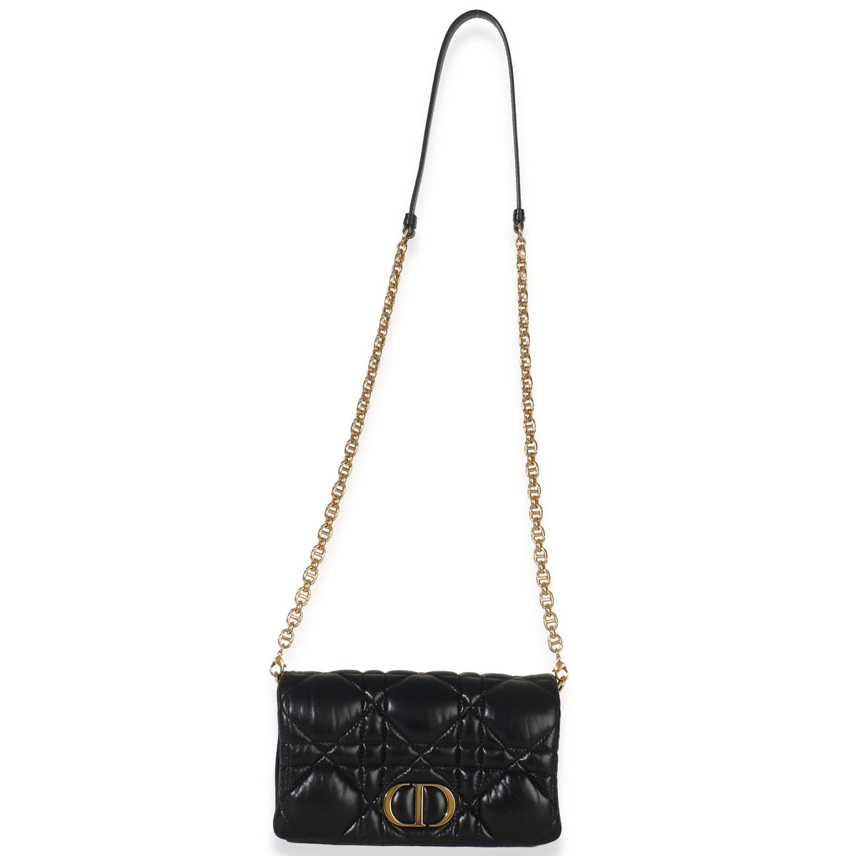 Christian Dior Black Puffy Calfskin Macrocannage Mini Caro Bag Handbag av