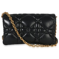 Christian Dior Black Puffy Calfskin Macrocannage Mini Caro Bag Handbag bv