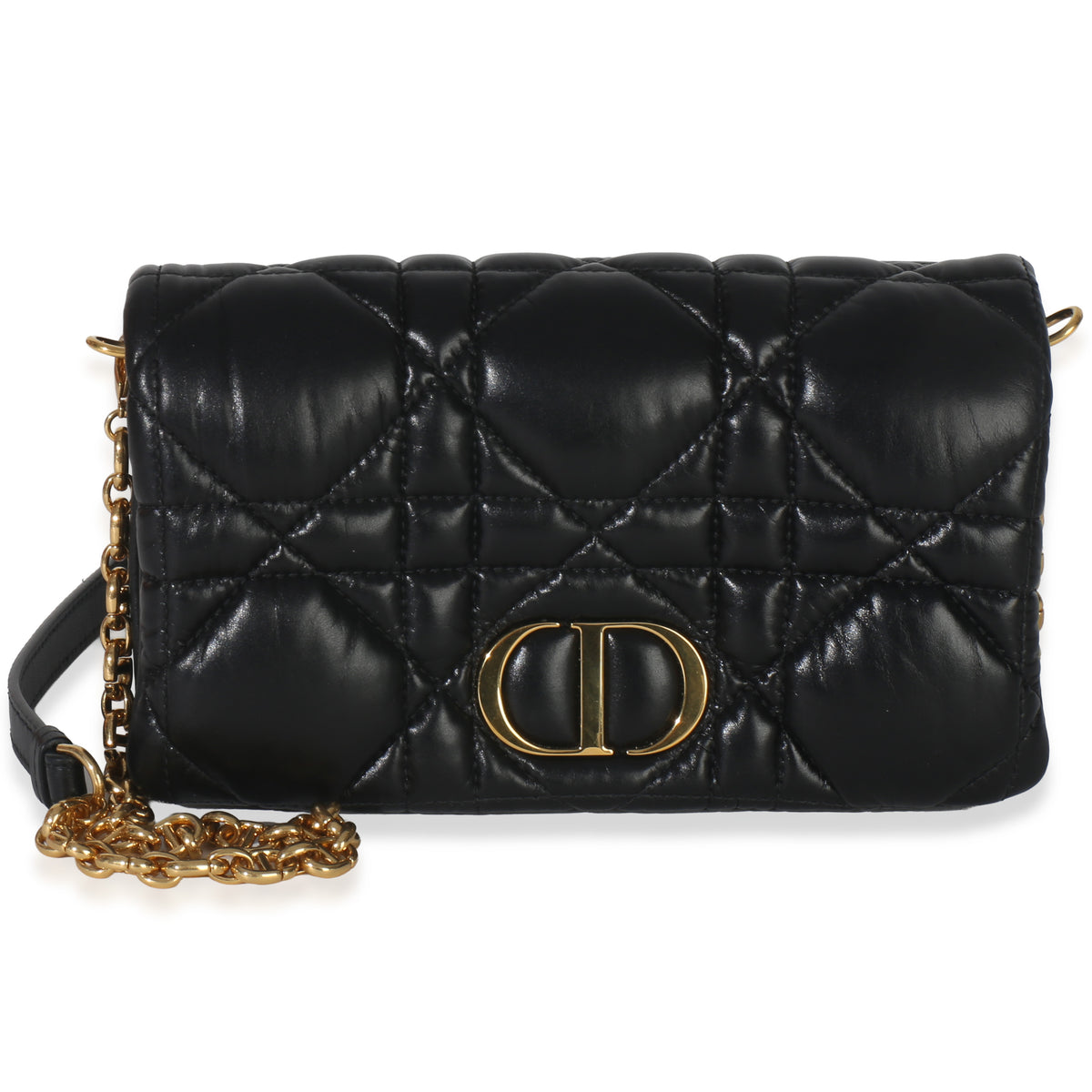 Christian Dior Black Puffy Calfskin Macrocannage Mini Caro Bag Handbag fv