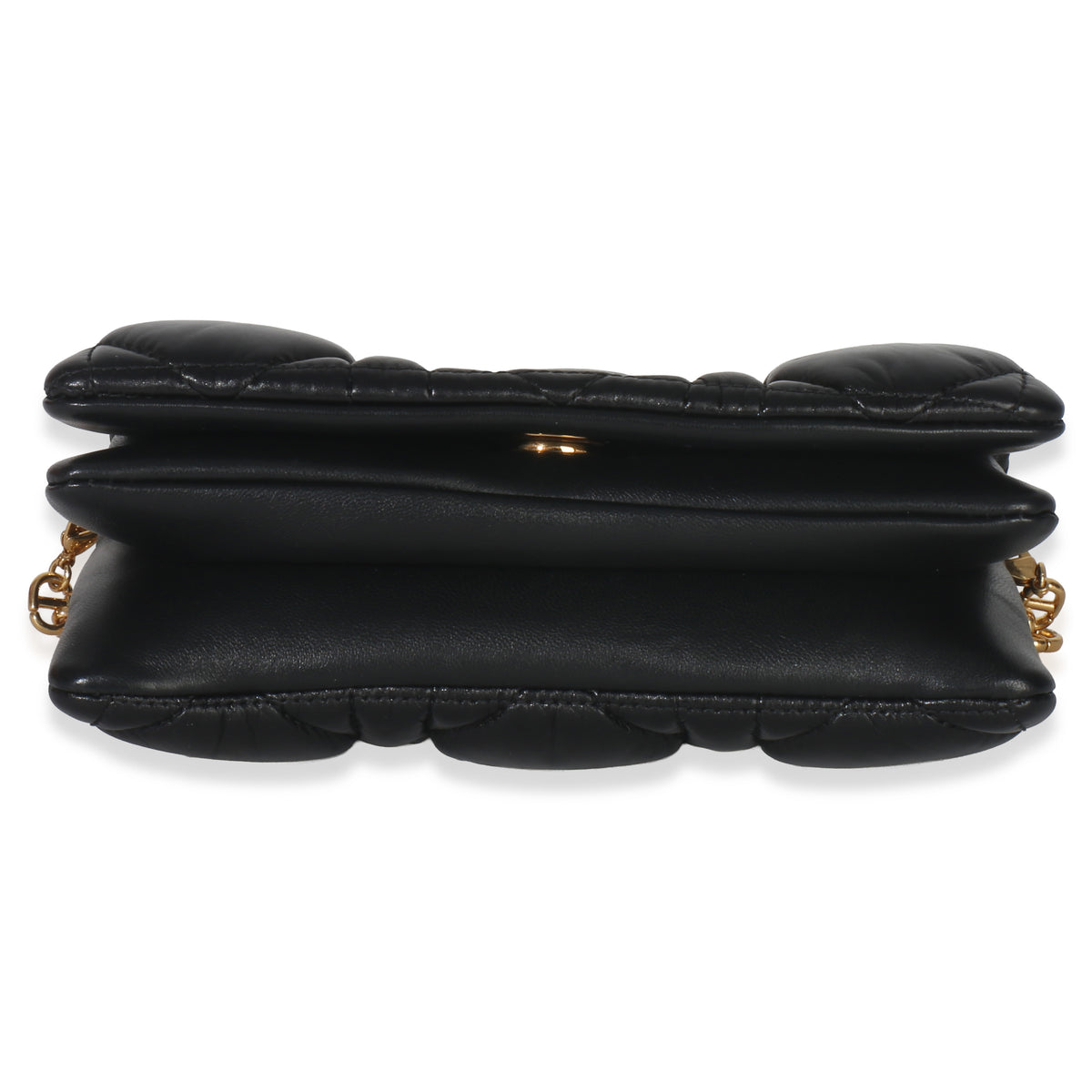 Christian Dior Black Puffy Calfskin Macrocannage Mini Caro Bag Handbag stamp