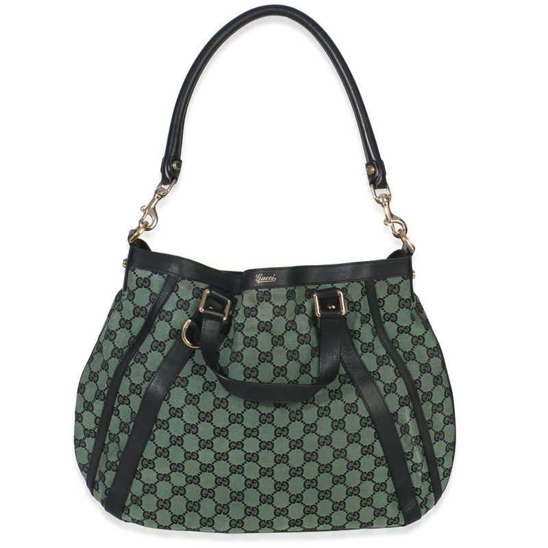Gucci Green GG Supreme Canvas Medium Abbey Hobo Handbag id