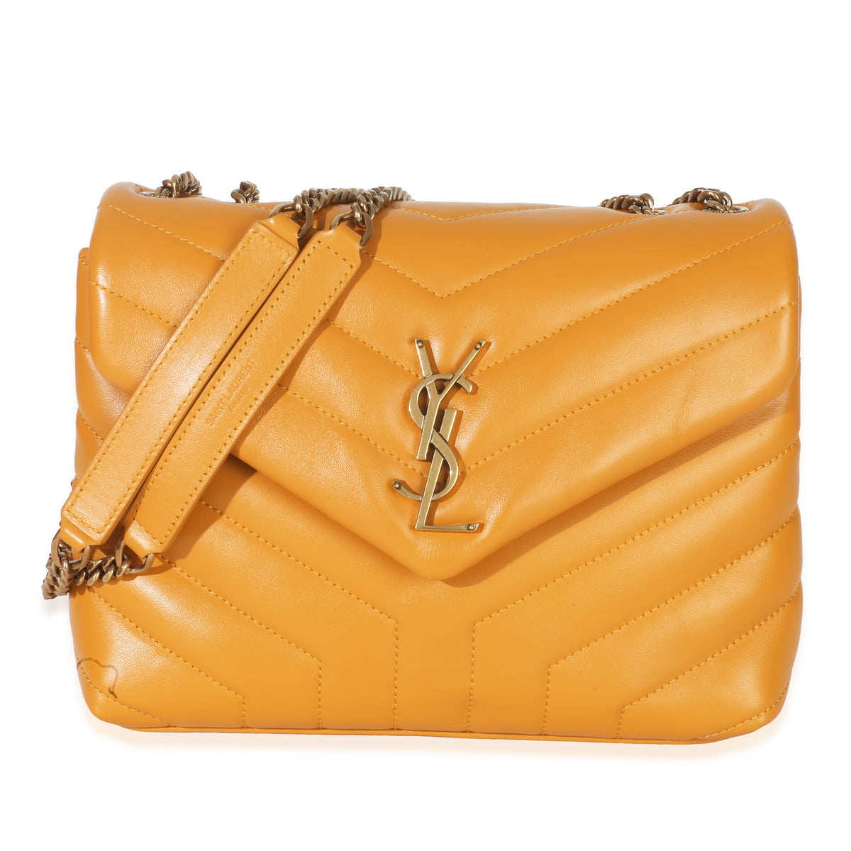 Saint Laurent Sunflower Calfskin Y Quilted Monogram Small Loulou Chain Satchel Handbag id