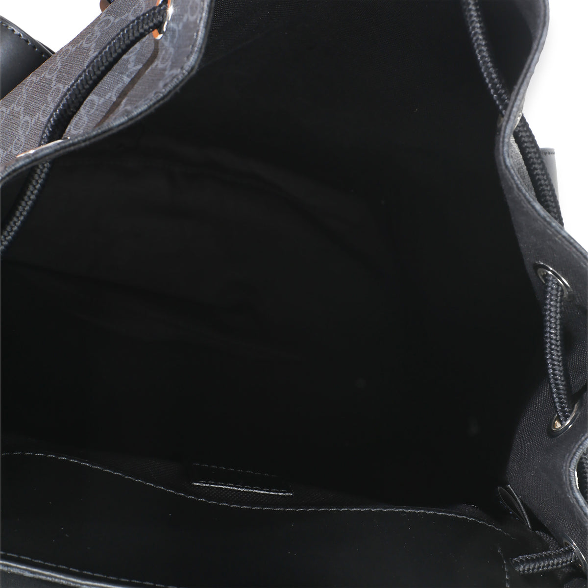 Gucci Black Soft GG Supreme Calfskin Web Double Buckle Backpack Handbag av