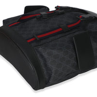 Gucci Black Soft GG Supreme Calfskin Web Double Buckle Backpack Handbag box