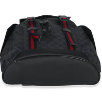 Gucci Black Soft GG Supreme Calfskin Web Double Buckle Backpack Handbag stamp