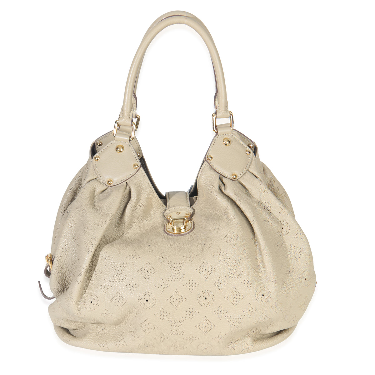 Louis Vuitton Beige Monogram Mahina L Hobo Handbag fv