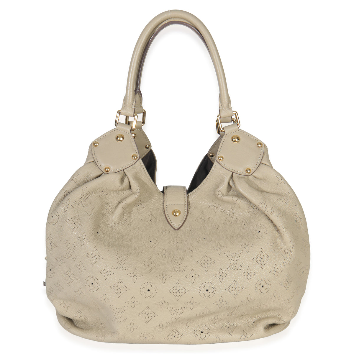 Louis Vuitton Beige Monogram Mahina L Hobo Handbag stamp