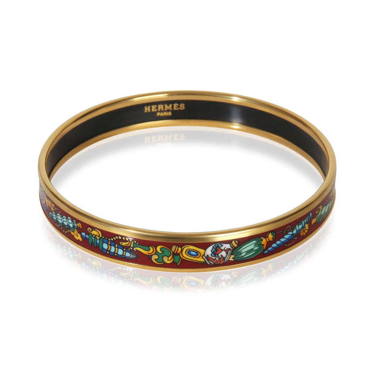 Hermès Gold Plated  Narrow Enamel Bracelet fv