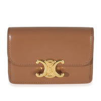Celine Bronze Shiny Calfskin Triomphe Flap Card Holder Handbag id