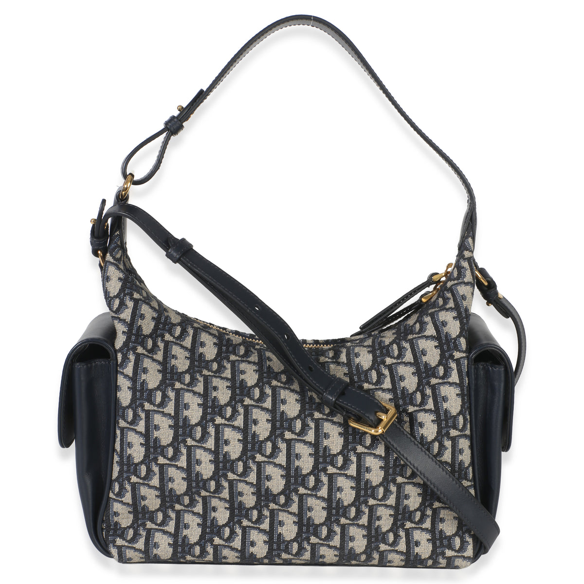 Christian Dior Blue Oblique Jacquard Calfskin Medium D Dream Hobo Handbag bv