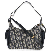 Christian Dior Blue Oblique Jacquard Calfskin Medium D Dream Hobo Handbag bv